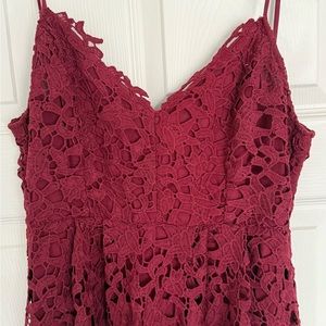 Red Lace Midi Dress